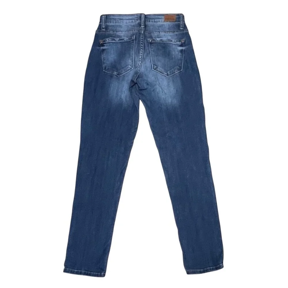 Judy Blue Women 1/25 Boyfriend Jeans Blue Relaxed Distressed Stretch Zipper - Picture 2 of 13